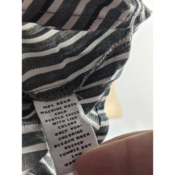 Style & Co Classic Striped Button Up Shirt 8 Metallic Collared Career Top Layer - Picture 7 of 9